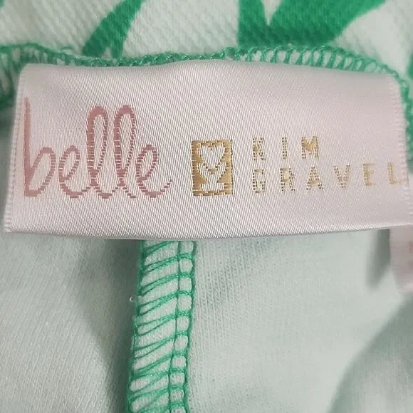 Belle By Kim Gravel Green & White Tropical Flare Capri Pants, XLP - Picture 8 of 11